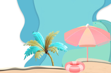 set estivo con palma e ombrellone