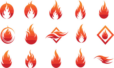 Cartoon red flame. Fire flames, hot fireball, danger wildfire campfire and bonfire elements, fire frames and flaming borders