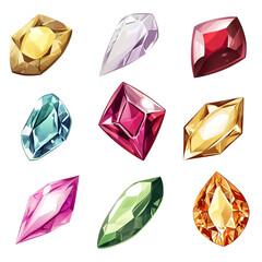 Fototapeta premium colorful gemstones various shapes shiny