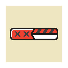 Naklejka premium Vector illustration of a retro game over screen with bold colorful graphics and alert symbols