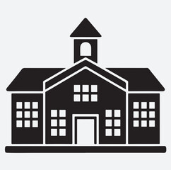 school building silhouette vector art illustration, vector house icon