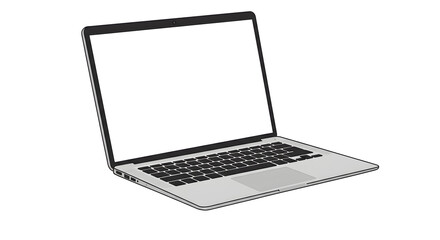 Laptop Computer with Blank White Screen