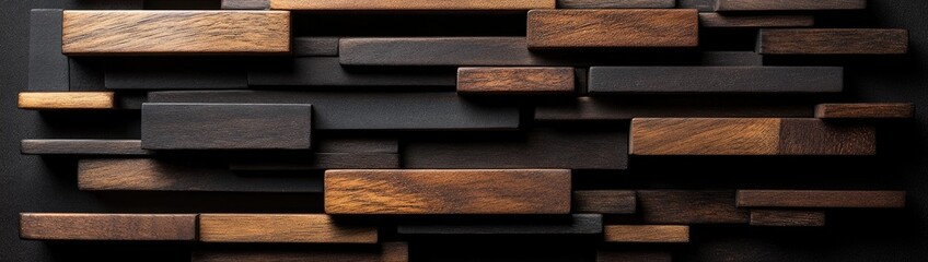 Abstract wood block wall pattern