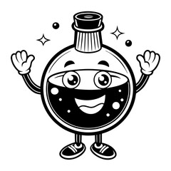 Download Happy Empty Monochrome Round Flask With Arms Vector Illustration Eps File For Design.