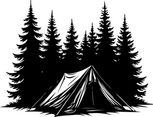 "Forest Camping Tent Silhouette" 
