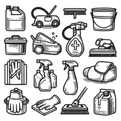 editable vector clip art collection of cleaning elements