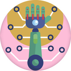 SVG icon of a robotic arm and hand, ideal for illustrating robotics, automation, AI mechanics, and industrial technology themes.

