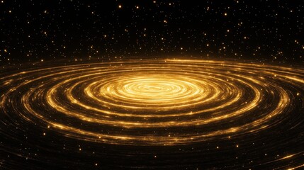 Obraz premium Golden Galactic Spiral: A Celestial Dance of Light and Stardust