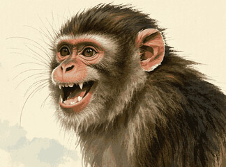 Merry Monkey Mirth laughs and is happy isolated watercolor vector illustration svg