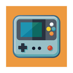 Fototapeta premium Retro portable video game console illustration on orange background modern design style