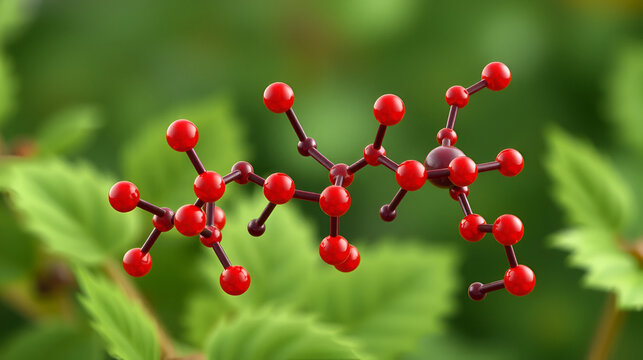 Urushiol poison ivy allergen molecule. Also present in poison oak, lacquer tree and poison sumac. Urushiol is a mixture of closely related components, only one of which is shown. 3D rendering.