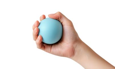 Hand Squeezing Stress Ball for Relaxation and Wellness Benefits Isolate on Transparent Background, cutout, png