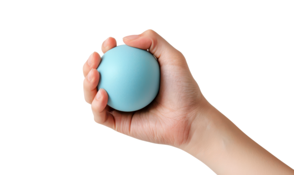 Hand Squeezing Stress Ball for Relaxation and Wellness Benefits Isolate on Transparent Background, cutout, png