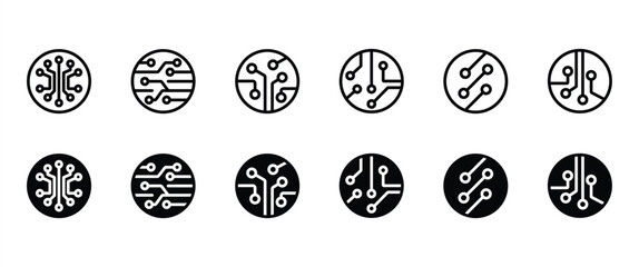 Simple flat icons of Circuit board. Electronic components  icons set. This set includes electronic components icons in transparent background in vector. Eps 10 Icon set