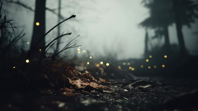 Mysterious forest gloom lights