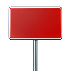 Blank crimson signboard standing solitary ready for customized text display