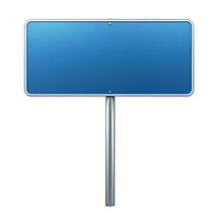Blue metal road sign with silver frame offers a blank customizable surface