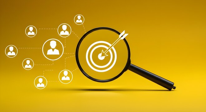 Ilustraci&oacute;n del concepto de marketing objetivo y enfoque en el cliente