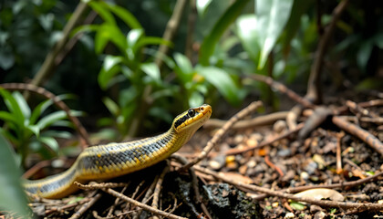 Fototapeta premium Snake in Lush Jungle Environment