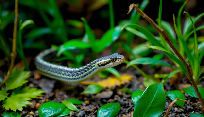 Fototapeta premium Snake in Lush Jungle Environment