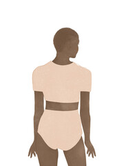 Fototapeta premium beautiful elegant African American gen z woman posing in swimming suit bikini on transparent background png body positivity spring summer beach fashion swimwear women's day mother's day