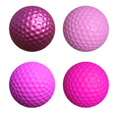 différentes balles de golf rose - rendu 3D sur fond transparent