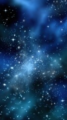 Naklejka premium Cosmic Space Scenery with Bright Stars and Nebula in Dark Sky