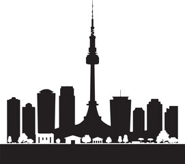 Obraz premium Seoul City Skyline Silhouette DesignN Seoul Tower and Urban View VectorTraditional Hanok and Modern Seoul SceneNighttime Seoul Cityscape SilhouetteIconic Landmarks of Seoul Vector Art