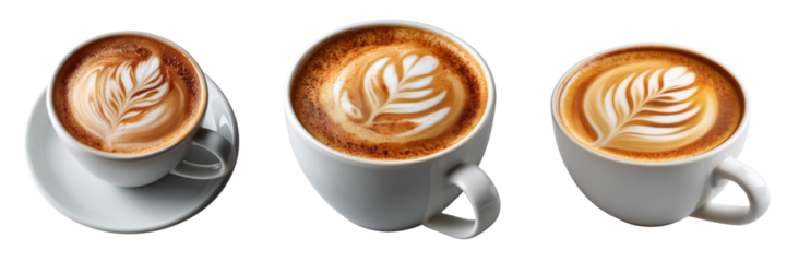 Creating stunning coffee art showcase at a cozy  beverage on transparent background