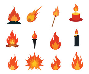 vector set Fire flame   illustration design template. vector fire flames sign illustration isolated. fire icon