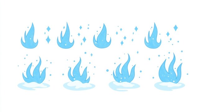 Animated light blue flames on snowy ground