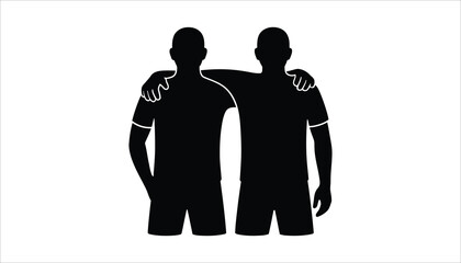 Friendship and Support: Two People Embracing with Arm Around Shoulder