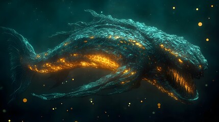 Fototapeta premium A digital illustration of an enormous, otherworldly sea creature.