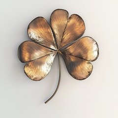 Four-leaf clover, metallic, decorative, distressed finish