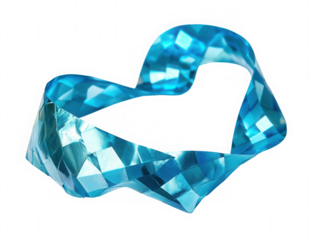 Abstract blue crystal heart shape on a black background on transparent background - Powered by Adobe
