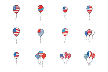 Set of american flag color balloons vector illustration on white background