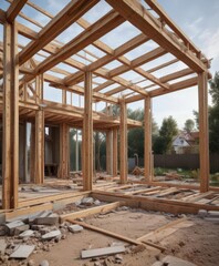Modern home extension framing, under construction,  renovation,  building
