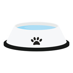 Dog bowl vector icon. Pet bowl with water
