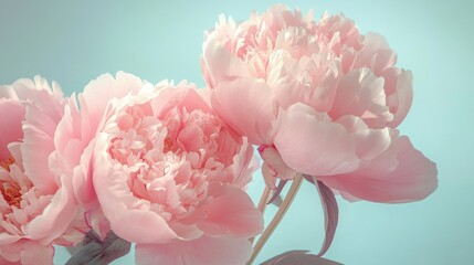 A close-up of soft pink peonies with a dreamy, blurred background.