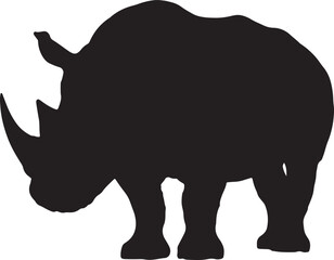 Black Rhino Silhouette - Wildlife Animal Vector Illustration