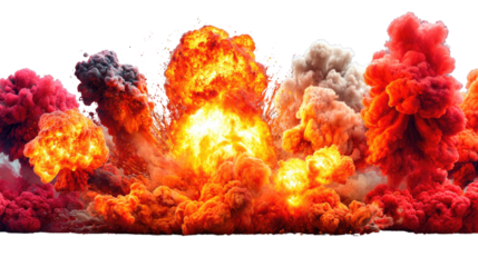 Explosions in the air: A vibrant spectacle of explosive energy unfolds, capturing a moment of intense power and the dramatic impact of a high-energy detonation.