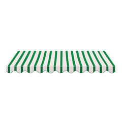 Vector illustration green and white striped shop canopy, store window awning
