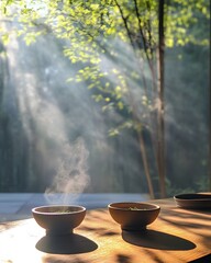 wellness retreat session including herbal steam and breathing practice