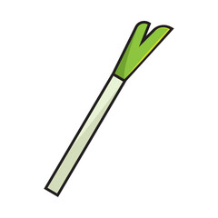 Fototapeta premium Cartoon Green Leek Icon. Vector