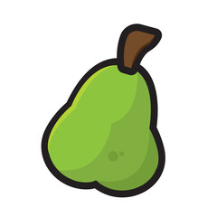 Green pear cartoon style. Vector
