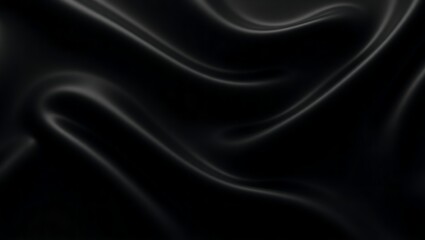 Elegant Black Silk Folds: Abstract Digital Artwork Showcasing Smooth, Glossy Fabric Texture with Flowing Curves, Light Play, and Minimalist Sophistication