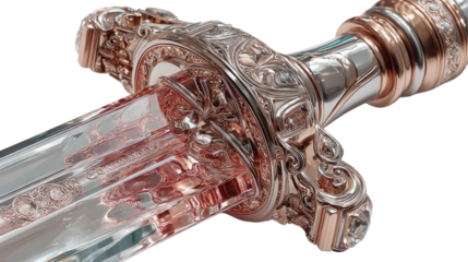 Excalibur's Essence: A detailed depiction of a meticulously crafted sword handle with an etched and ornamental design