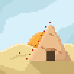 Pyramid in desert land. Vector
