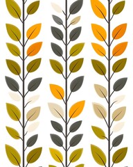 Vertical pattern of stylized leaves in autumnal colors