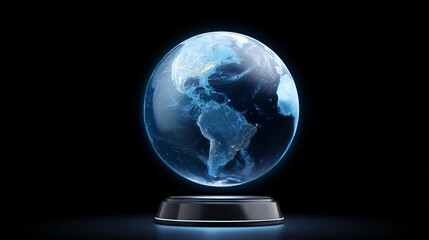 Earth 3D hologram black background.